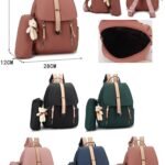Sac à Dos Femme Tendance 3-en-1 avec Pochette et Charme